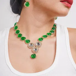 Divisha 18KT Gold Plated CZ Stone Studded Jewellery Set image 2