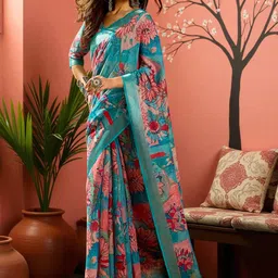 GULKEE FAB Floral Zari Handloom Saree image 2