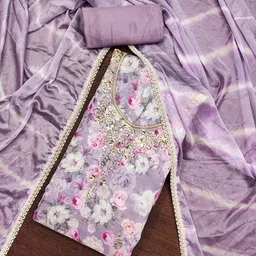 KALINI Embellished Unstitched Dress Material image 1