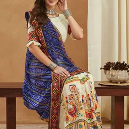 KAVINDI Bandhani Embroidered Pure Georgette Saree image 4