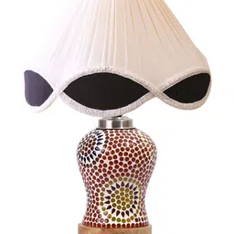 Aura White & Black Textured Glass Frustum Shaped Table Lamp image 5