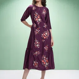 Vishudh Embroidered A-Line Midi Dress image 4