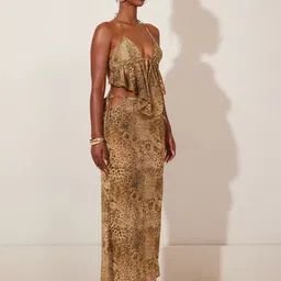 LULU & SKY Animal Printed Shoulder Straps Top With Skirt Co-Ords image 5