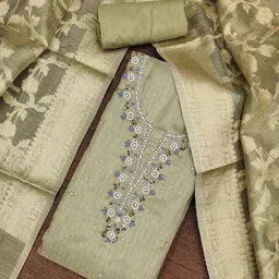 SHADOW & SAINING Embellished Organza Semi-Stitched Dress Material-picture-26