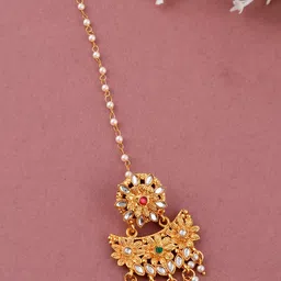 Silvermerc Designs Gold-Plated Pearls Studded Sheeshphool Head Jewellery-picture-23