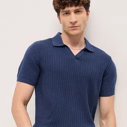 THE BEAR HOUSE Men Self Design Polo Collar Cotton Slim Fit T-shirt-picture-16