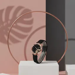 Moover Women Printed Dial & Leather Bracelet Style Straps Analogue Automatic Watch LEAFdial-BLK-J1 image 3