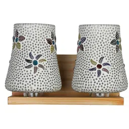 1ST TIME Multicoloured & White Textured Wood Frustum Shaped Wall Lamp-picture-24