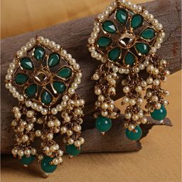 Anouk Gold-Plated Artificial Beads Contemporary Shaped Drop Earrings-picture-33