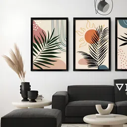 Vibbes Set Of 3 Multicoloured Wooden Tropical Wall Paintings image 3