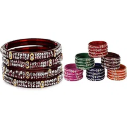 SOMIL Set Of 28 Artificial Stones Studded Glass Bangles-picture-38