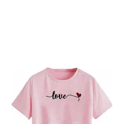 100luck Girls Casual Cotton Blend Crop Top (Pink, Pack of 1) image 1