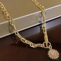 DESTINY JEWELS Gold Plated Head Coin Pendant Toggle Choker Thick Necklace-image-46