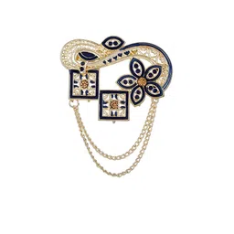 Mahi Men Meenakari Enamel Square And Floral Design Layered Chain Brooch-image-19