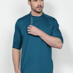 Kuons Avenue Men Teal Angrakha Kurta-image-92