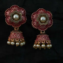 justpeachy Pink Classic Jhumkas Earrings-picture-37