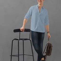 BULLMER Men Spread Collar Textured Cotton Casual Shirt-picture-28