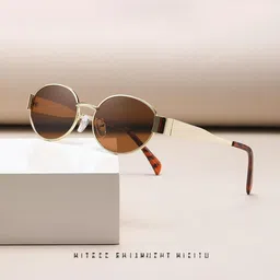 Being Better Unisex Gold Lens & Gold-Toned Oval Sunglasses with-picture-17