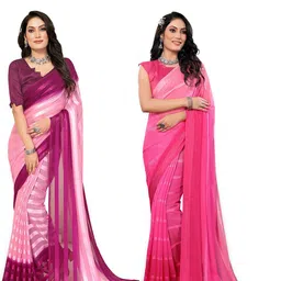 Moda Rapido Pack of 2 Striped Satin Saree-picture-35