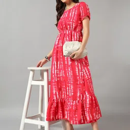 Raiyani Enterprise Tie and Dye Dyed Crepe Fit & Flare Maxi Dress-image-99