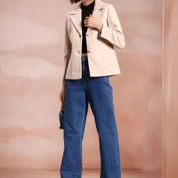 all about you Notched Lapel Collar Woolen Short Overcoat image 3