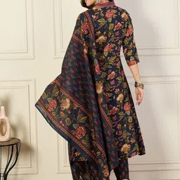 Ethnic 3 You Women Floral Printed Regular Pure Cotton Kurta with Trousers & With Dupatta image 3