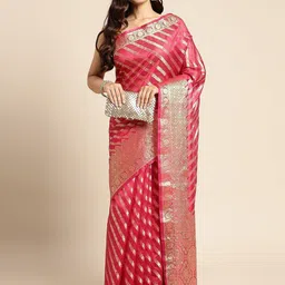 DIVASTRI Leheriya Zari Organza Banarasi Saree-picture-36
