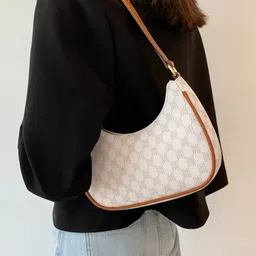 KPOP Women Textured PU Structured Shoulder Bag image 4