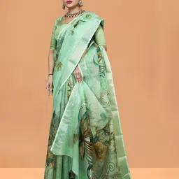 Abhilasha Floral Pure Cotton Maheshwari Saree image 3
