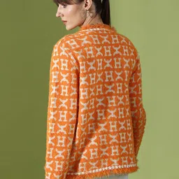 KALINI  Printed V-Neck Woollen Cardigan image 5