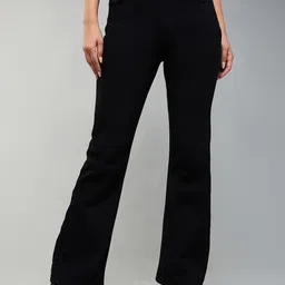 DOLCE CRUDO Women Wide Leg High-Rise Slash Knee Stretchable Jeans-image-47