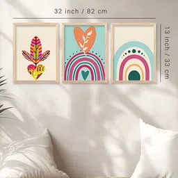 Kotart Brown & Blue 3 Pieces Modern Printed Wooden Wall Arts image 4