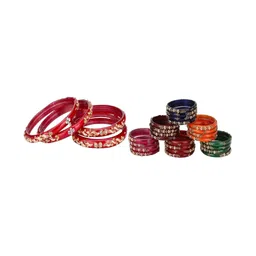 SOMIL Set Of 28 Stone-Studded & Beaded Bangles-picture-40