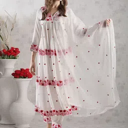 Anni Designer Floral Embroidered Regular Anarkali Kurta with Harem Pants & Dupatta-image-90