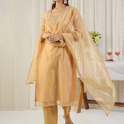 Indo Era Women Ethnic Motifs Embroidered Regular Sequinned Kurta with Trousers & With Dupatta-picture-19