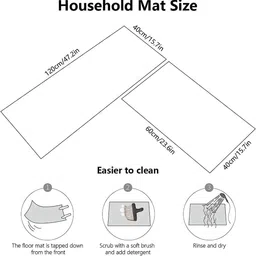 Deoxys 2-Pcs Blue & Beige Printed Anti-Skid Floor Mats & Dhurries image 2