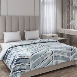 Monte Carlo Blue & White Geometric Printed AC Room 300 GSM Double Bed Blanket-picture-41