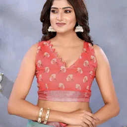 GULKEE FAB Floral Printed Woven Design Zari Saree image 3