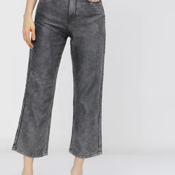 Tokyo Talkies Women Grey Wide Leg High-Rise Heavy Fade Stretchable Jeans-picture-22