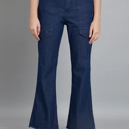 AngelFab Women Jean Bootcut High-Rise Low Distress Cotton Stretchable Jeans-image-91