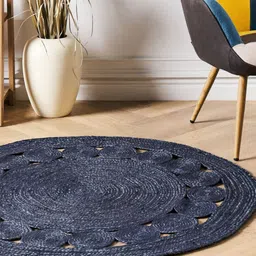 Art Avenue Nimosa Blue Circular Shaped Hemp Carpet image 3