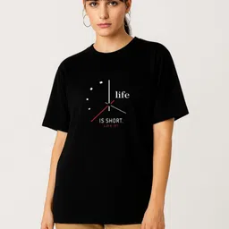 Be Crazy Typography Printed Round Neck Drop-Shoulder Sleeves Oversized Cotton T-shirt-picture-16