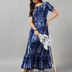 Krunal Raiyani Women Dyed Round Neck Flared Fit and Flare Dress-picture-38