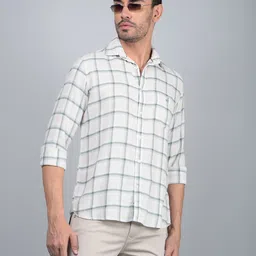 Crimsoune Club Men Classic Slim Fit Windowpane Checked Casual Shirt-picture-11