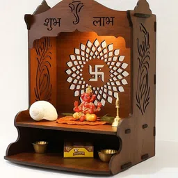 ARTIHC CRAFT Brown Wooden Wall Mounted Puja Mandir image 2