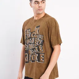 bene kleed Be Crazy Typography Printed Round Neck Drop-Shoulder Sleeves Cotton Oversized T-shirt image 2