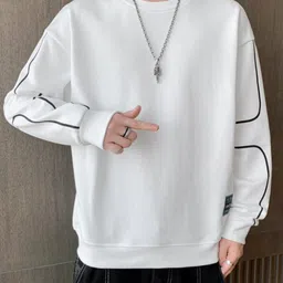 HERE&NOW Men Solid Round Neck Sweatshirt image 2