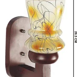 1ST TIME Yellow & Brown Printed Wood Traditional Abstract Shaped Shaped Wall Lamp image 5