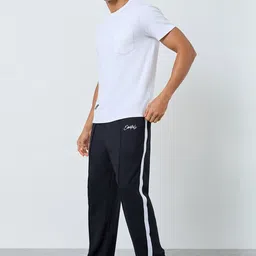 Styli Men Solid Oversized Side Strip Joggers-picture-28