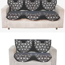 Fashion Throw Grey & White 4 Pieces Printed 3-Seater Jacquard Sofa Covers-image-8